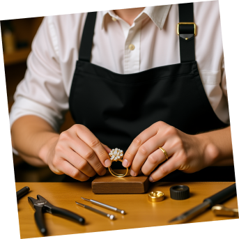 Goldsmith working on bespoke jewelry
